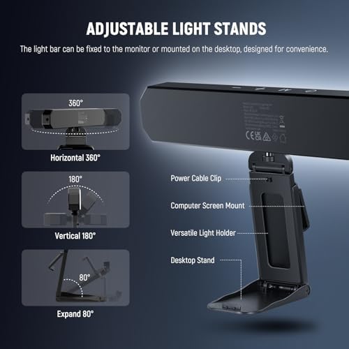 NEEWER Basics 12W Dual Monitor Light Bar with Stands for Home Office, L10 - Image 6