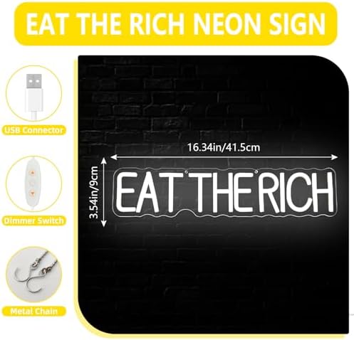 Eat The Rich Neon Sign Is Very Hungry Neon Light for Wall Decor USB Powered Political LED Sign for Bedroom Diner Gam Room Protest Light Up Sign Decorations Gifts For Family Friends - Image 2