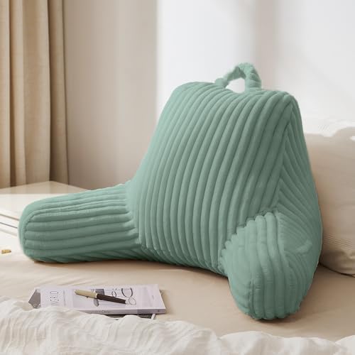 Blissful Diary Reading Pillow for Sitting in Bed, Flannel Back Pillow Bed Sitting Up for Adult & Children, Backrest Cushion for Sit Up in Couch or Floor, Dorm Essentials, Mint Green by BlissfulDiary