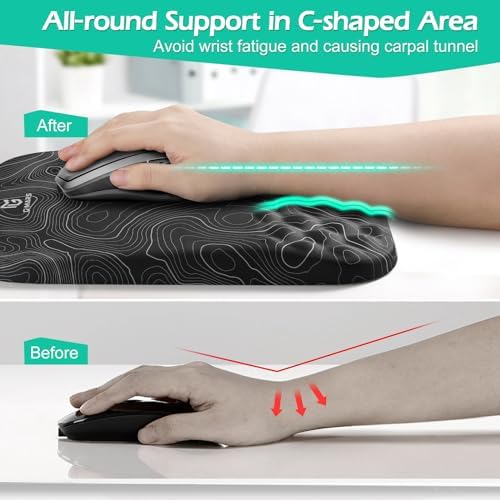 Gimars Upgrade Ergonomic Mouse Pad Wrist Rest with Memory Foam Massage Bump, Enlarge [ 30% Larger Moving Space] Mouse Pad Wrist Support with Nonslip PU Base for Laptop, Computer, Gaming & Office - Image 3