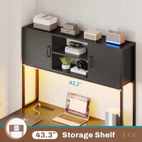 SEDETA Reversible L Shaped Corner Gaming Desk with Drawers, Led Lights - Image 5