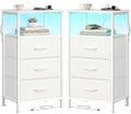 SONGMICS Nightstand with Charging Station, 3 Fabric Drawers by SONGMICSbySONGMICSHOME