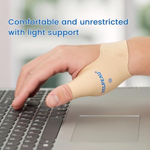 Velpeau 2pcs Durable Thumb Compression Sleeve for Tendonitis, Khaki, S - Image 5