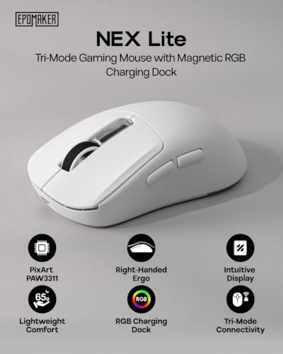 EPOMAKER NEX Lite Wireless Gaming Mouse w/Screens & RGB Charging Dock - Image 2