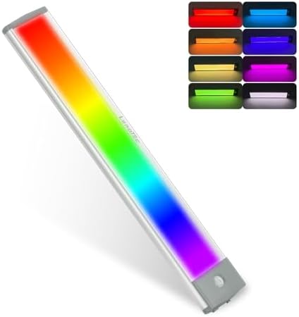 LEPOTEC RGB Under Cabinet Lighting,Motion Sensor Light Indoor with Adjustable 8 Colors and Brightness,LED RGB Lights Magnetic for Motion Sensor Light Bar with Usb Charging,Colors Home Ambient Lighting by Home