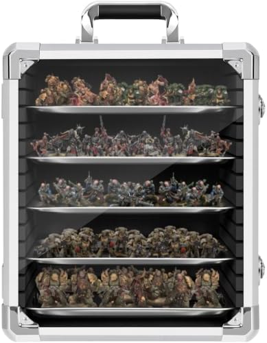 WELIDAY Miniatures Storage Case Miniatures Transport Case Aluminum Alloy Frame with Lock (Large Size) by WELIDAY