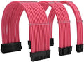 Formulamod Sleeved PSU Cable Extension Kit - Set a, 18AWG Braided ATX 24-Pin/Dual PCIe 8-Pin/CPU 8-Pin for Mainstream Gaming Builds, with Cable Combs (Pink) by Formulamod