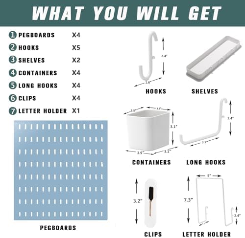 Wall-Mounted Pegboard Kit, 25.2" x 25.2" Organizer Panel – Large, Cost-Effective & Nail-Free Installation Blue - Image 4