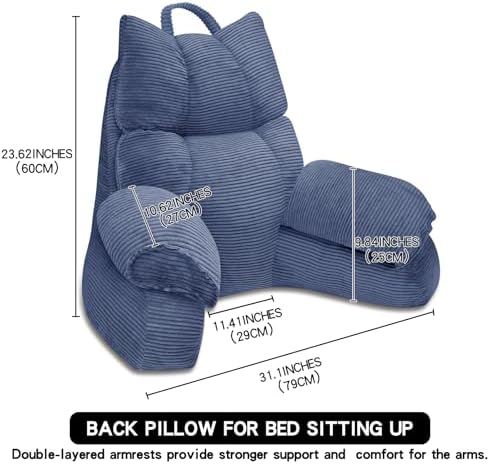 RRPAHWTV Reading Pillow for Bed with Arms, Back Support, Memory Foam - Image 2
