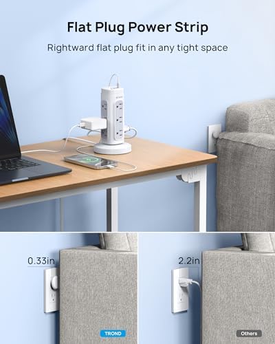 TROND Retractable Power Strip Tower 5 ft for Easy Cable Management, White - Image 6