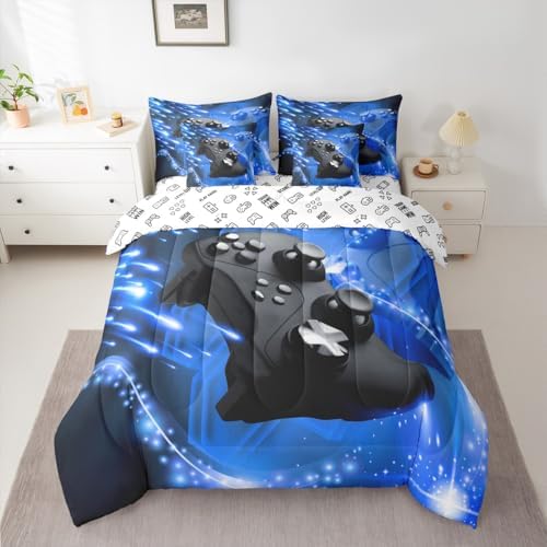 Erosebridal Gamepad Bedding Sets 7 Piece Queen Size Boys Gaming Comforter Set | Video Games Bed in A Bag with Sheet for Kids Teens Adult Bedroom Decor, Modern Gamer Console Bed Sets - Image 2