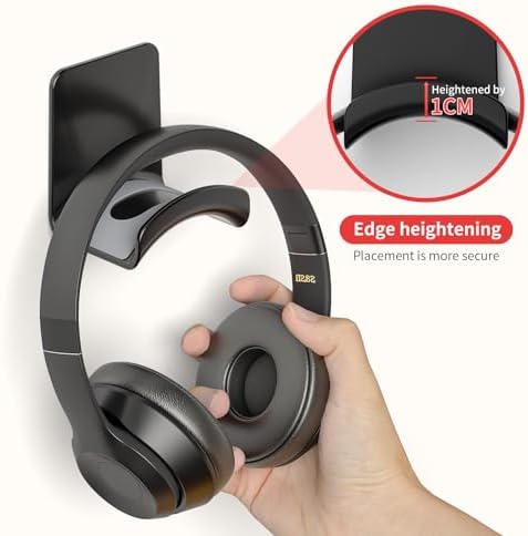 Game Headphone Stand Wall Mount Headset Hook Adhesive Headphone Hanger for Ear Headphone, Game Accessories (Wall Mount Black) - Image 3