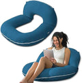 INSEN Reading Pillow, Back Pillow for Sitting in Bed and Couch, Gaming Pillow for Adults, Sit Up Support for Bed, Soft Jersey Cotton, Blue by INSEN