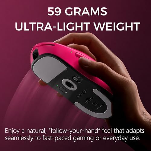 MCHOSE A7 V2 Ultra Wireless Gaming Mouse, 59g Ultra-Lightweight with PAW3950TI Custom Sensor to 42K DPI, Wired/Wireless Dual 8K Polling Rate, 130 Hour Battery Life & Tri-Mode Connectivity - Rose Red - Image 4