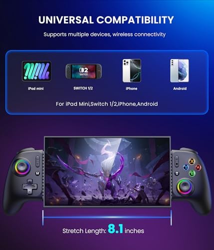 Gamtoure Wireless Phone Controller for iPhone, iPad Mini, Android- Bluetooth Game Controller for Nintendo Switch 2/Switch/Lite/OLED - Image 4