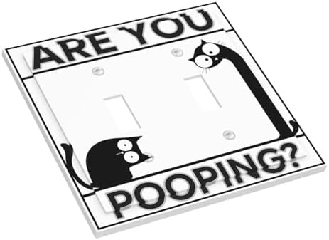Decorative Light Switch Cover Plate Funny Bathroom Art with Are You Pooping Sign 2 Gang Switch Plate Covers Double Toggle Wall Plate Dual Device Electrical Switchplate Dimmer Faceplate - Image 3