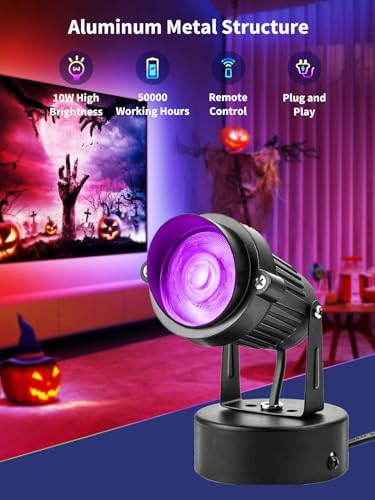 ZUCKEO 10W LED Spot Lights Indoor RGBW Color Changing Uplighting Indoor with Remote, 120V Christmas Spotlight Up Lights Plug in, Accent Landscape Lighting with Switch for House Halloween Decor(1Pack) - Image 2