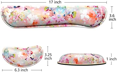 Dapesuom Enlarge Keyboard Wrist Rest, Memory Foam Wrist Cushion for Desk Mats Support, Cute Flower Pain Relief Keyboard Mouse Pad Rests Set with Non-Slip Base for Gaming Laptop Office, Peonies Floral - Image 6