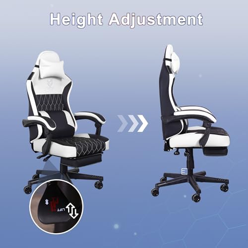 Gaming Chair,Video Game Chair with Footrest and Massage Lumbar Support | Ergonomic Computer Chair Height Adjustable with Swivel Seat and Headrest - Image 4