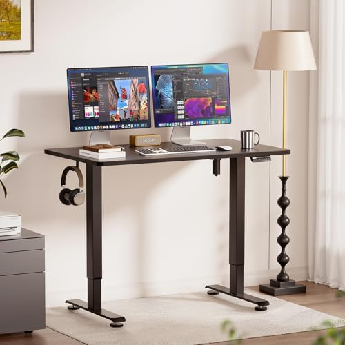 Veken 47.2 Inch Large Electric Standing Desk, Gaming Table, Black - Image 2