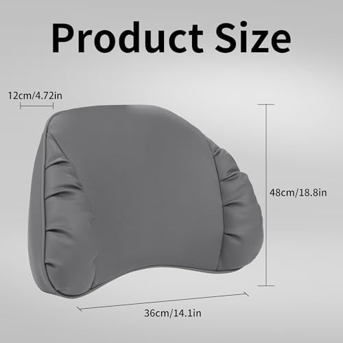 Memory Foam Lumbar Support Pillow for Car Seat, Gray, 1 Pack | Leather Lumbar Pillow for Lower Back Pain Relief - Back Cushion for Driving - Chair Support for Office Chair, Gaming Chair - Image 4
