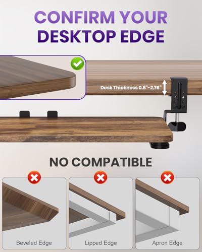 Ergonomic Mouse & Keyboard Tray Under Desk, 20x11.8 in Board, Brown - Image 7