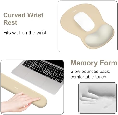 MOSISO Wrist Rest Support for Mouse Pad&Keyboard Set, Khaki - Image 5