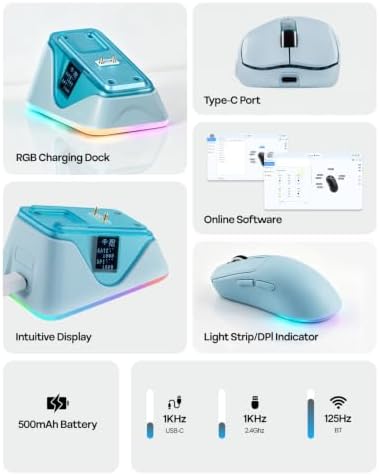 EPOMAKER NEX Lite Wireless Gaming Mouse w/Screens & RGB Charging Dock - Image 4