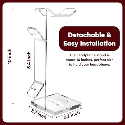 Headphone Stand Gaming Headset Holder For Desk Cable Organizer & Cellphone Stand for All Headphones Size headphone Holder Set for Gaming PC Accessories Gaming Station Transparent - Image 5