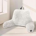 Nestl Fur Reading Pillow, Stylish Back Pillow for Bed Sitting Up, Faux Fur Bed Chair Pillow with Arms, Reading Pillows for Sitting in Bed Adult & Kids, Sit Up Back Support Pillow for Bed Rest - White by Nestl