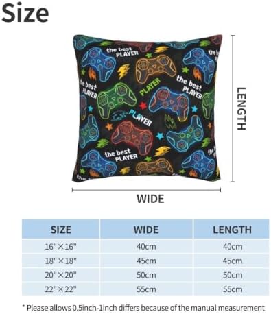 Perinsto Gamer Gaming Throw Pillow Covers Set of 2 Colorful Game Gamepads Decorative Pillowcases Soft Cushion Covers for Sofa Couch Bed Home Decor, 22"X22" - Image 2
