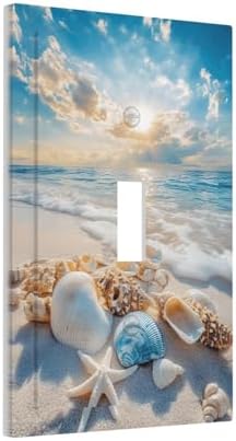 Decorative Light Switch Covers Beach Starfish Seashell Single Toggle Light Switch Cover Plate 1 Gang Outlet Covers Wall Plate Summer Sea Ocean Electrical Device Switchplate Dimmer Faceplate - Image 2