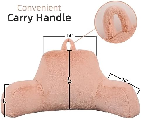 A Nice Night Pink Reading Pillow, 17" Bed Wedge Pillows with Arms - Image 2