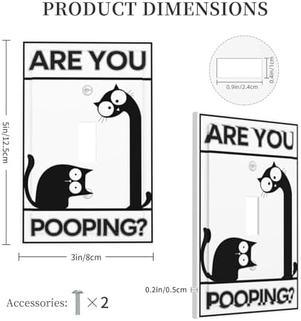 Single Toggle Switch Wall Plate Funny Black Cat Are You Pooping Quote 1 Gang Light Switch Cover with Matching Color Mounting Screw Humor Decor Electrical Faceplate for Bathroom Home Renovation - Image 5
