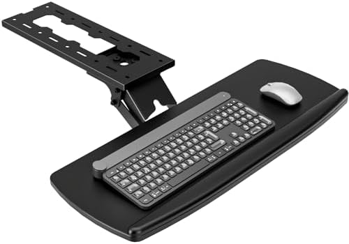 AX WABER Keyboard Tray Under Desk with Storage Drawer, Height Adjustable Keyboard Tray Slide Out 360° Swivel Tilt, Ergonomic Under Desk Mount Keyboard & Mouse Holder for Gaming Home Office, Black by 1