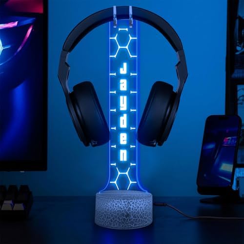 Personalized RGB LED Headphone Holder, Custom Gaming Headset Gift for Boyfriend Girlfiend, Valentine Gift for Gamer, Game Room Decoration, Custom Gamer Gifts by GiantBigHands