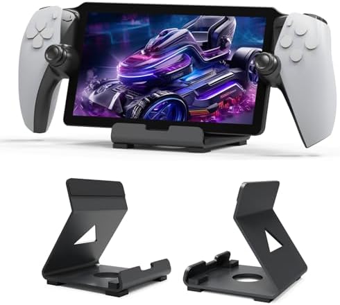 Tablet Desktop Stand Compatible with ROG Ally X/PlayStation Portal/Steam Deck,Desktop Handheld Game Console Holder with Anti-Slip Silicone Pad (Black) - Image 2