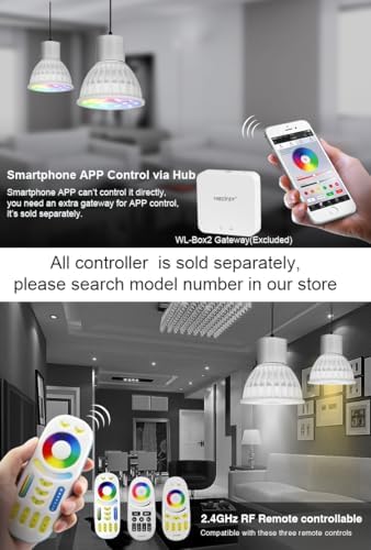 LGIDTECH FUT104 Miboxer 4W MR16 Led 2.4GHz Bulb Spotlight GU5.3 Socket AC/DC 12V RGB+CCT Color and Temperature Changeable Dimmable,But Single Bulb Wouldn't Work.Controller and Hub is Sold Separately - Image 4