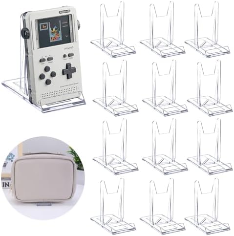 12 Pcs Adjustable Acrylic Display Stand, Clear Purse Stand Holder for Wallet Handbag Bag Jewelry, Plate Display Stands for Book Stationary Gameboy Handhelds & N64 Controllers Cards by DIBALIYI