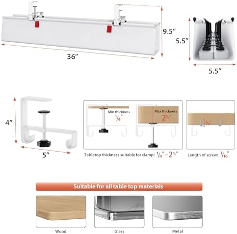 Univivi No Drill Under Desk Cable Management Tray, 36 inch Cable Management - Image 4