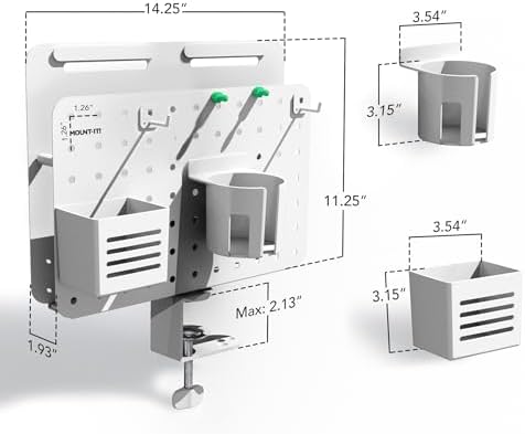 Mount-It! Desk Pegboard Organizer, 360 Rotation, White - Image 7