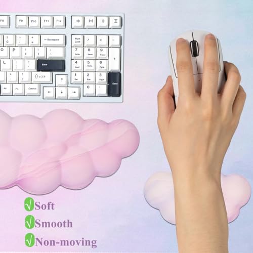Gaming Desk Mat with Keyboard Wrist Rest Set, 4 in 1 Mouse Pad Set | Large Mouse Pad & Cloud Keyboard Wrist Rest& Mouse Wrist Rest&Coaster, Comfort and Support for Typing and Gaming - Image 3