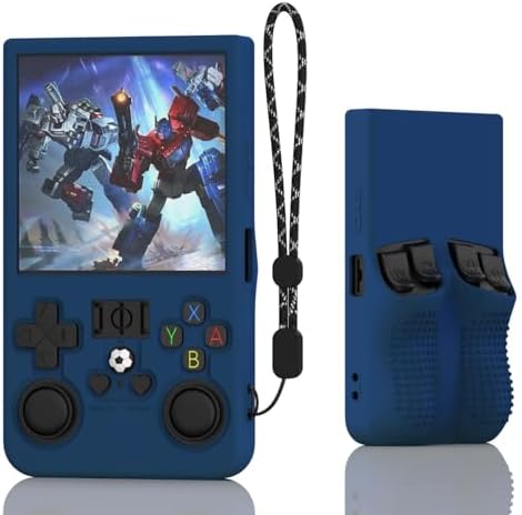 FIOPAZ for R36MAX Silicone Protective Case, Soft Skin for R36 MAX Retro Handheld Game Console Accessories, Anti-Scratch Washable Only for R 36 MAX Sleeve with Lanyard (Blue) by FIOPAZ