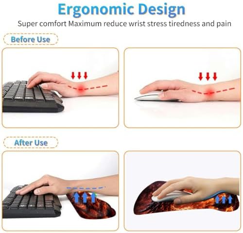 3-in-1 Ergonomic Memory Foam Keyboard Wrist Rest Pad Set, Fire Ice Dragon - Image 5