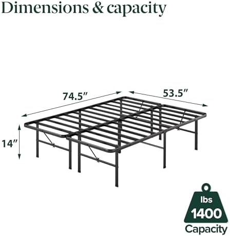 Zinus 14 Inch Rumi Metal Bed Frame, No Box Spring Needed, Black, Full - Image 2