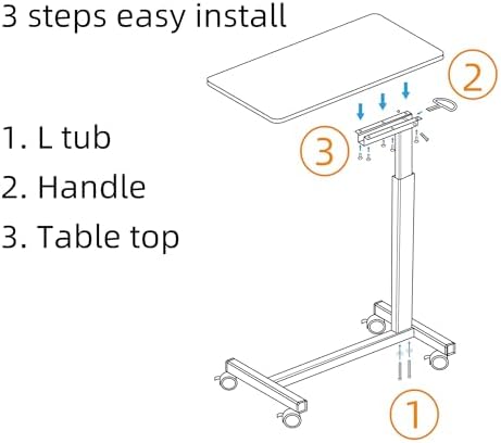Heavy Duty Hospital Bed Table Adjustable Over The Bed Table With Wheels - Image 6