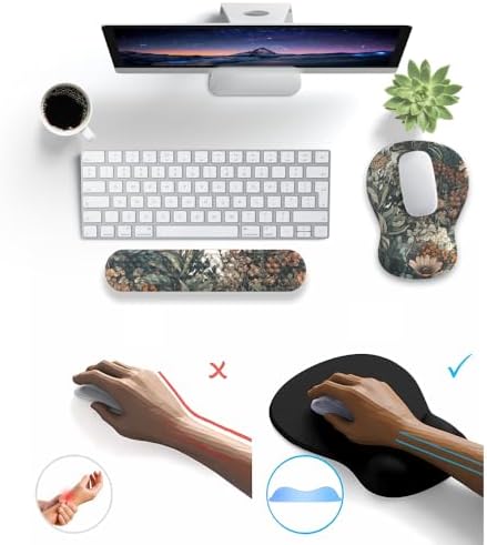 Boho Aesthetic Mouse Pad with Wrist Rest Keyboardpad Vintage Wildflowers Wrist Rest for Computer Keyboard Wrist Rest, Non-Slip Base Home/Office for Computer Keyboard, Made Easy Typing & Relieve - Image 6
