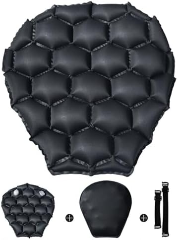 Inflatable Cooling Motorcycle Seat Cushion, Shock Absorbing Non-Slip Breathable Ergonomic Seat Pad for Long Ride Summer Rough Road Riding(black) - Image 7