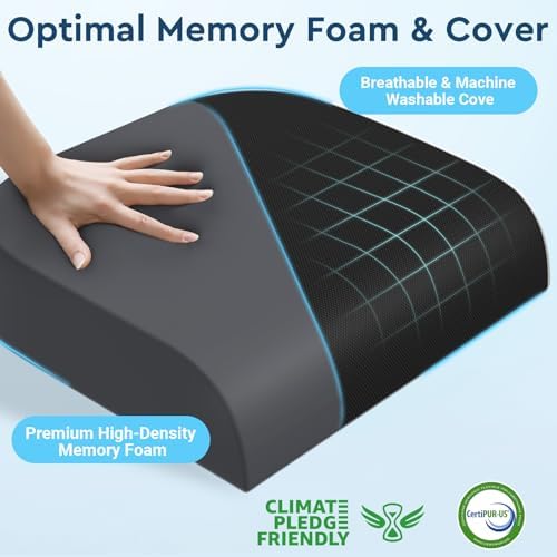Seat Cushion, Memory Foam Office Chair Cushion, Black, X-Large | Office Desk Accessories, Butt Pillow for Long Sitting Sciatica, Coccyx, Tailbone, Hip Pain Relief - for Home, Car, Airplane - Image 3