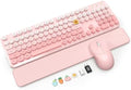 Wireless Keyboard and Mouse Combo, Magnetic Soft-Touch Wrist Rest, Pink by SABLUTE